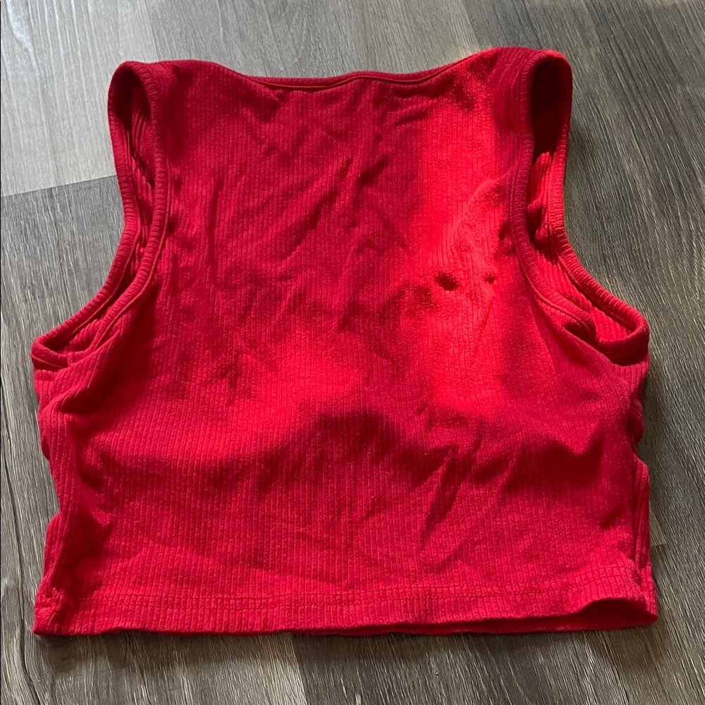 Red Ribbed Tank Top S/M - Picture 3 of 3